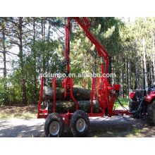 Best quality! 5 ton Log trailer with crane with wide tire